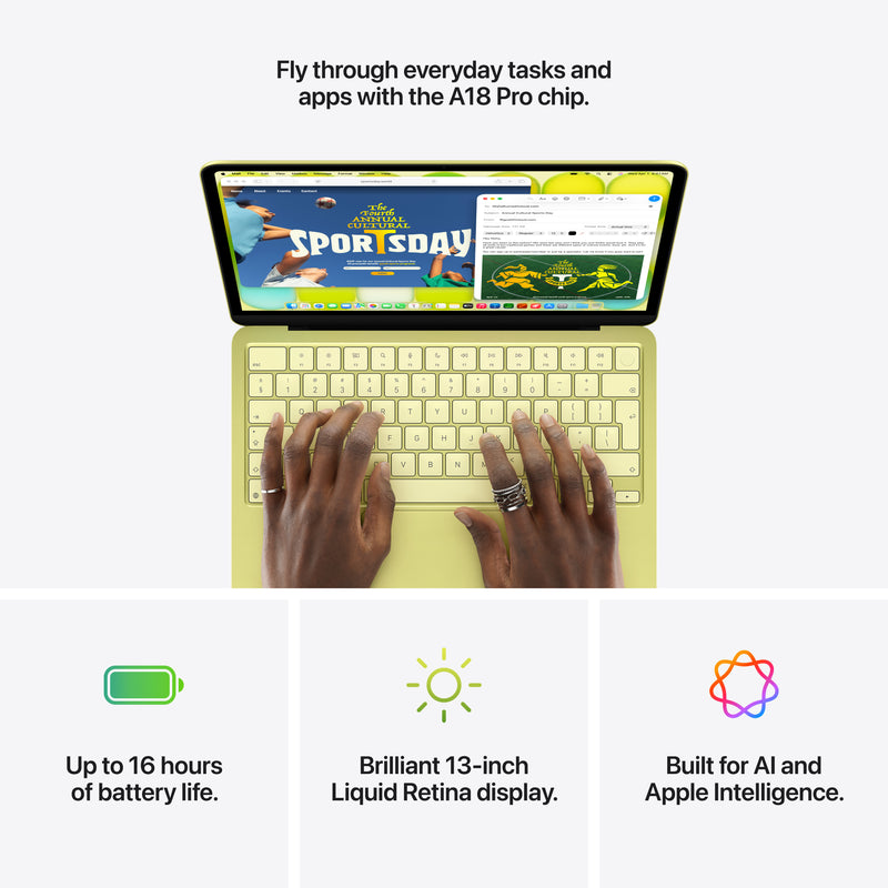 13-inch MacBook Neo A18 Pro Chip | 6-core CPU 5-core GPU | 8GB | Touch ID | 512GB - Citrus - Image 9